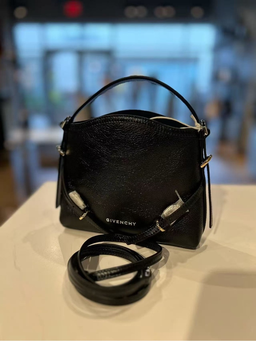 Givenchy Voyou Nano Top-Handle Bag in Shiny Leather